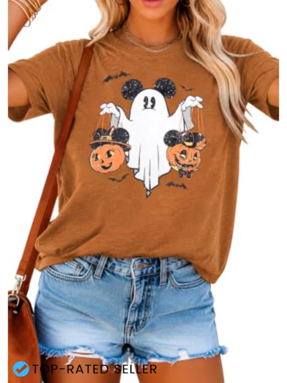 Cute Halloween Ghost Pumpkin Tee Short Sleeve Cotton Blend